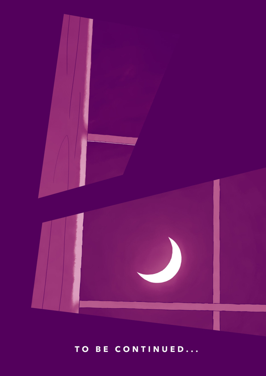 comic crescent_moon english highres left-to-right_manga monochrome moon nekobungi_sumire original purple to_be_continued window