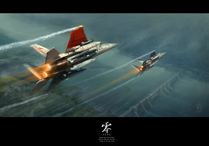 ace_combat ace_combat_zero airplane fighter_jet highres jet landscape military military_vehicle no_humans pvtskwerl river tagme valley vehicle