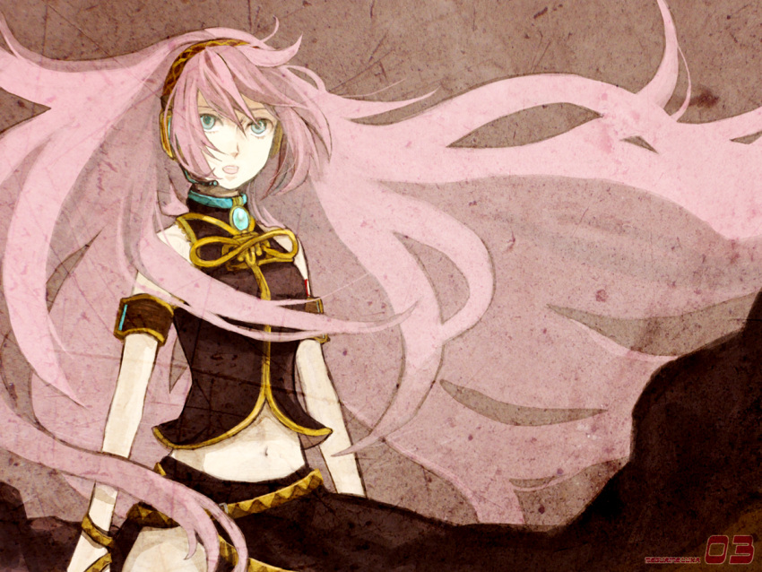 long_hair megurine_luka open_mouth pink_hair solo vocaloid