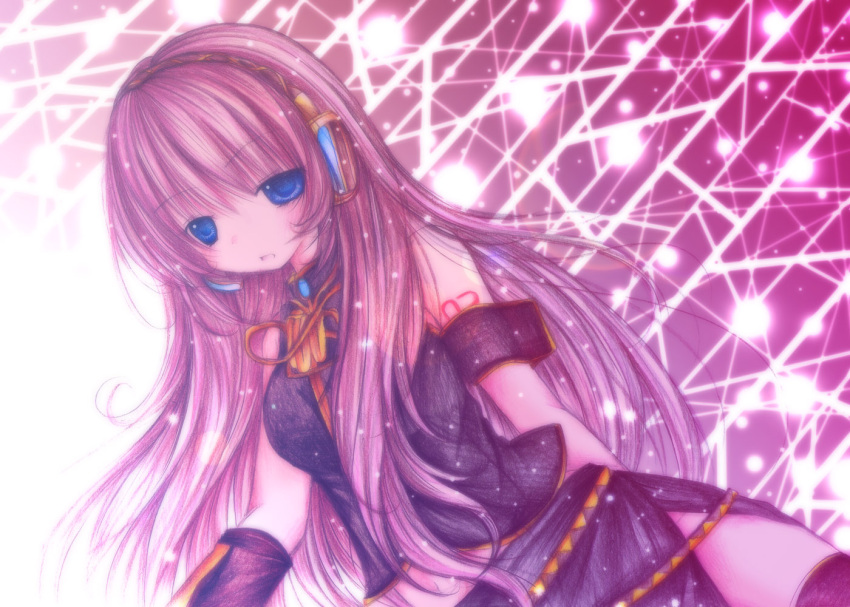 bad_id blue_eyes kasuga_sunao light megurine_luka pink_hair thighhighs vocaloid