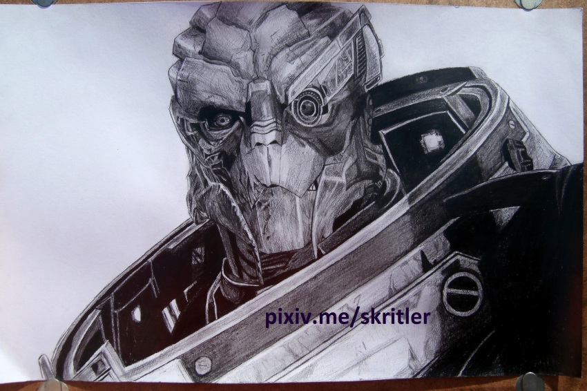 1boy alien armor facial_scar garrus_vakarian highres mass_effect mass_effect_2 scar solo