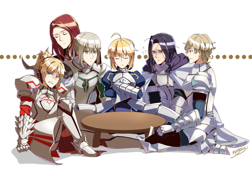 armor bedivere blonde_hair fate/grand_order fate_(series) gawain_(fate/extra) green_eyes lancelot_(fate/stay_night) long_hair saber saber_of_red tagme tristan_(fate/grand_order)