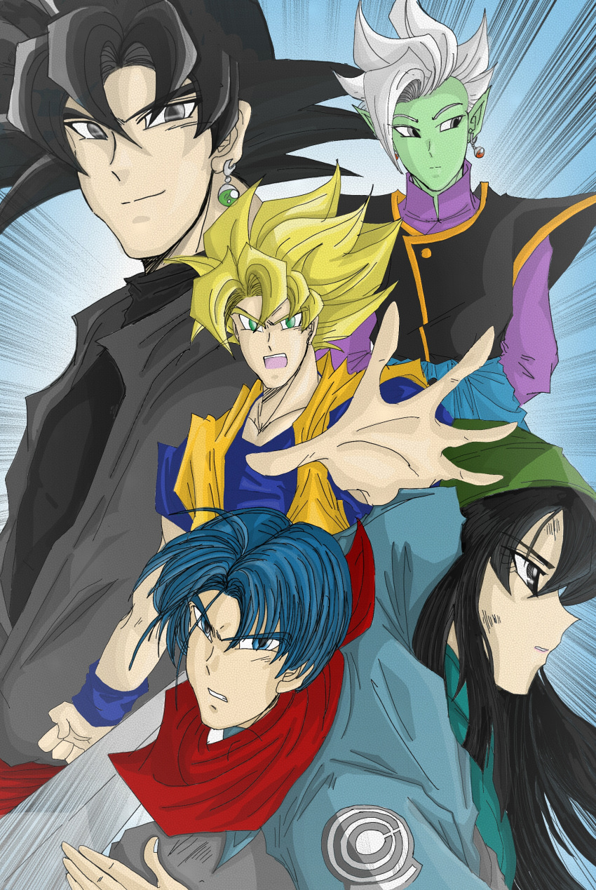 1girl 4boys dragon_ball gokuu_black mai son_goku