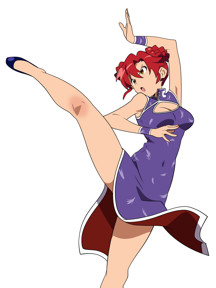 absurdres china_dress chinadress chinese_clothes fighting_stance flexible highres leg_lift pieces_of_sweet_stars tengen_toppa_gurren_lagann transparent_background vector_trace wristband wristbands yoko_littner yoko_ritona