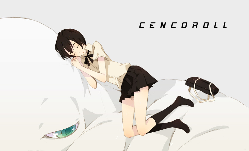 black_hair cenco cencoroll highres kuko monster school_uniform short_hair socks yuki_(cencoroll)