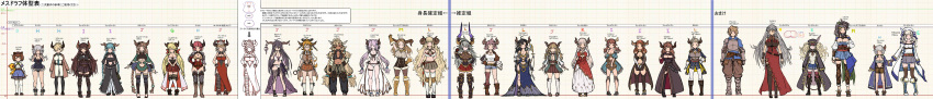 1boy 6+girls absurdres alicia_(granblue_fantasy) aliza_(granblue_fantasy) almeida_(granblue_fantasy) anila_(granblue_fantasy) arm_up armor armored_boots augusta_(granblue_fantasy) bangs black_gloves black_legwear blonde_hair blue_hair blue_necktie blunt_bangs boots bow braid breasts brown_hair bust_chart carmelina_(granblue_fantasy) character_request chart cleavage cleavage_cutout commentary_request daetta_(granblue_fantasy) danua dark_skin doraf extra fingerless_gloves forte_(shingeki_no_bahamut) full_body glasses gloves gran_(granblue_fantasy) granblue_fantasy grey_hair grid hair_bow hair_over_one_eye hairband hallessena height_chart height_difference highres horns jacket karuba_(granblue_fantasy) knee_boots kumuyu laguna_(granblue_fantasy) long_hair long_image magisa_(granblue_fantasy) magnifying_glass mikasayaki monica_(granblue_fantasy) multiple_girls narumeia_(granblue_fantasy) necktie no_mouth partially_translated pink_hair plaid plaid_skirt pleated_skirt redhead revision rumredda saaya_(granblue_fantasy) sarasa_(granblue_fantasy) shingeki_no_bahamut sig_(granblue_fantasy) skirt strum_(granblue_fantasy) stuffed_toy thigh-highs trait_connection translation_request twin_braids under_boob very_long_hair white_gloves white_legwear wide_image yaia_(granblue_fantasy) |_|