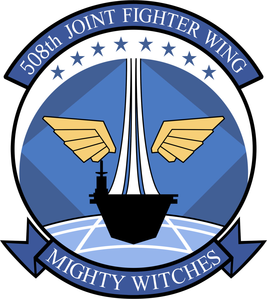 508th_joint_fighter_wing_(emblem) aircraft_carrier close-up emblem english heita0524 highres military military_vehicle no_humans ship simple_background star strike_witches turtle warship watercraft white_background wings world_witches_series