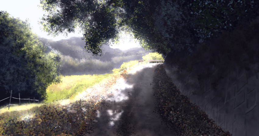 commentary_request day highres no_humans original road scenery sketch tree tsuruzen