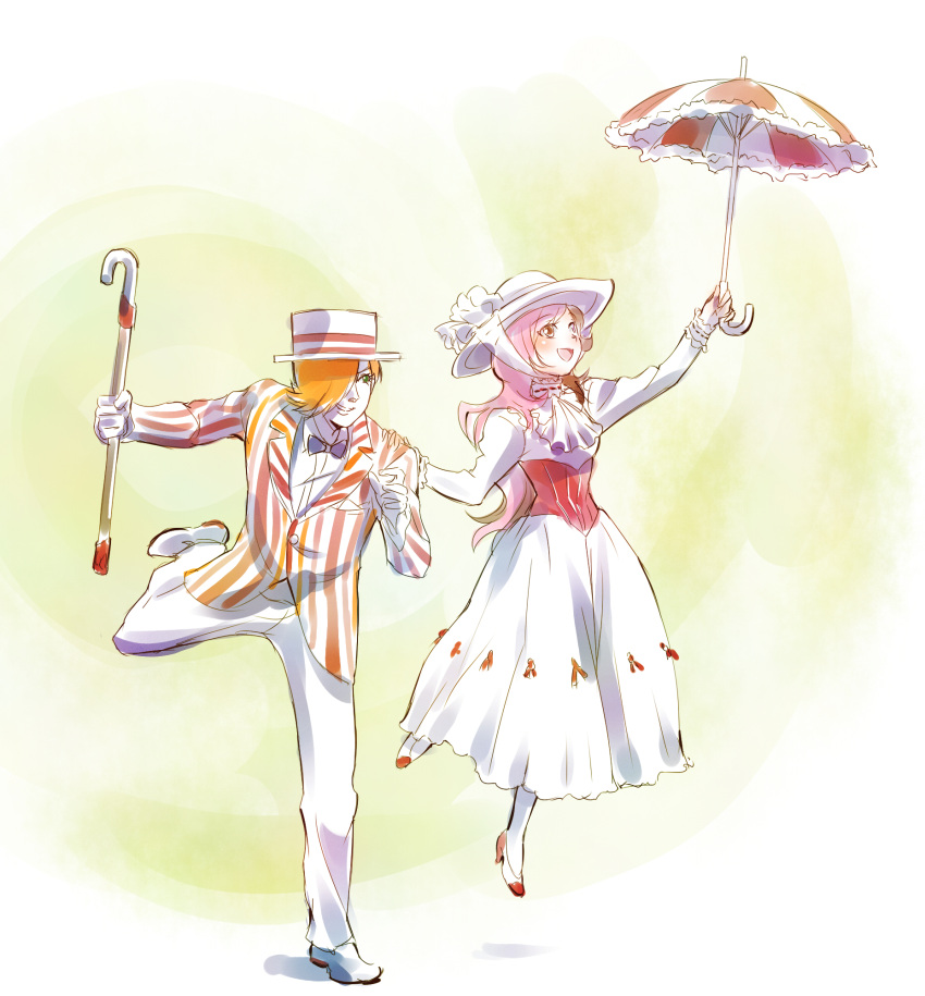 cane hat hat_ribbon highres iesupa mary_poppins neo_(rwby) parasol ribbon roman_torchwick rwby umbrella undressing