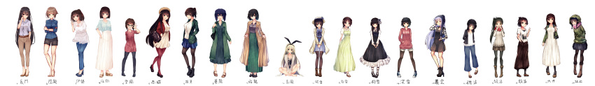 6+girls absurdres akagi_(kantai_collection) alternate_costume alternate_hair_color anchor_symbol arm_behind_back ayanami_(kantai_collection) bag barefoot belt bespectacled black_dress black_hair black_legwear blonde_hair blue_hair blue_shoes blue_skirt blush boots breasts brown_eyes brown_hair buttons capri_pants casual collarbone commentary_request contemporary contrapposto crossed_arms dress fubuki_(kantai_collection) glasses green_dress green_eyes green_skirt grin hair_between_eyes hair_ribbon hairband hand_in_pocket hand_on_glasses hand_on_hip handbag hands_in_pockets hat hatsuyuki_(kantai_collection) high_heels highres hiryuu_(kantai_collection) hood hooded_jacket hyuuga_(kantai_collection) ise_(kantai_collection) isonami_(kantai_collection) jacket kaga_(kantai_collection) kakigouri kantai_collection kitakami_(kantai_collection) large_breasts leaning_forward light_smile long_hair long_image long_skirt long_sleeves looking_at_viewer medium_breasts miniskirt miyuki_(kantai_collection) multiple_girls murakumo_(kantai_collection) mutsu_(kantai_collection) nagato_(kantai_collection) no_socks ooi_(kantai_collection) open_mouth pants pantyhose pink_scarf pleated_skirt ponytail red_eyes red_legwear ribbon sandals scarf shikinami_(kantai_collection) shimakaze_(kantai_collection) shirayuki_(kantai_collection) shoes short_dress short_hair short_sleeves shorts side_ponytail sidelocks simple_background sitting skirt sleeves_folded_up sleeves_rolled_up smile souryuu_(kantai_collection) standing straight_hair tagme tears twintails v v_arms very_long_hair white_background wide_image yukikaze_(kantai_collection)