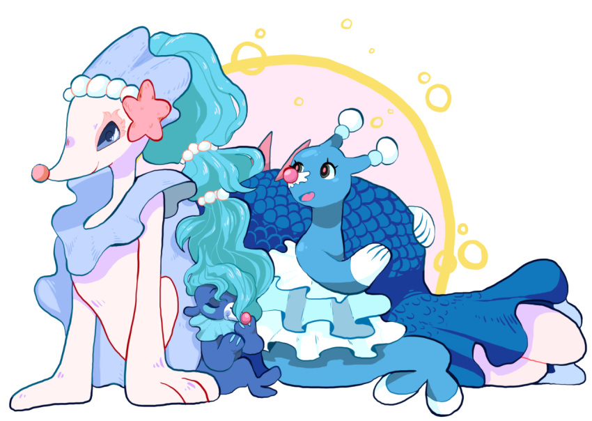 arm_support blue_eyes blue_hair brionne evolution fins open_mouth pen_(avacadoprince) pokemon pokemon_(creature) pokemon_(game) pokemon_sm popplio seal smile tail tail_fin