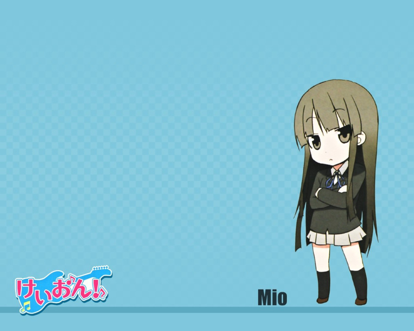 1280x1024 akiyama_mio bangs black_eyes black_hair blunt_bangs chibi hime_cut k-on! kakifly long_hair school_uniform solo wallpaper