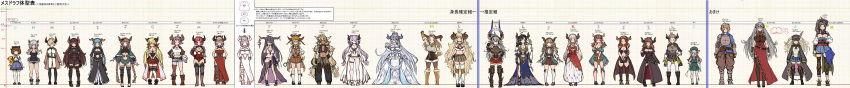 1boy 6+girls absurdres alicia_(granblue_fantasy) aliza_(granblue_fantasy) almeida_(granblue_fantasy) anila_(granblue_fantasy) arm_up armor armored_boots augusta_(granblue_fantasy) bangs black_gloves black_legwear blonde_hair blue_hair blue_necktie blunt_bangs boots bow braid breasts brown_hair bust_chart carmelina_(granblue_fantasy) character_request chart cleavage cleavage_cutout commentary_request daetta_(granblue_fantasy) danua dark_skin doraf extra fingerless_gloves forte_(shingeki_no_bahamut) full_body glasses gloves gran_(granblue_fantasy) granblue_fantasy grey_hair grid h hair_bow hair_over_one_eye hairband hallessena height_chart height_difference highres horns jacket karuba_(granblue_fantasy) knee_boots kukuru_(granblue_fantasy) kumuyu laguna_(granblue_fantasy) long_hair long_image magisa_(granblue_fantasy) magnifying_glass mikasayaki monica_(granblue_fantasy) multiple_girls narumeia_(granblue_fantasy) necktie no_mouth partially_translated pink_hair plaid plaid_skirt pleated_skirt redhead revision rumredda saaya_(granblue_fantasy) sarasa_(granblue_fantasy) shingeki_no_bahamut sig_(granblue_fantasy) skirt strum_(granblue_fantasy) stuffed_toy text thigh-highs trait_connection translation_request twin_braids under_boob very_long_hair white_gloves white_legwear wide_image yaia_(granblue_fantasy) |_|