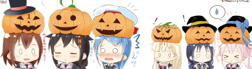 6+girls absurdres halloween harusame_(kantai_collection) highres kantai_collection mae_(maesanpicture) multiple_girls numbered remodel_(kantai_collection) samidare_(kantai_collection) shigure_(kantai_collection) shiratsuyu_(kantai_collection) suzukaze_(kantai_collection) twitter_username yuudachi_(kantai_collection)