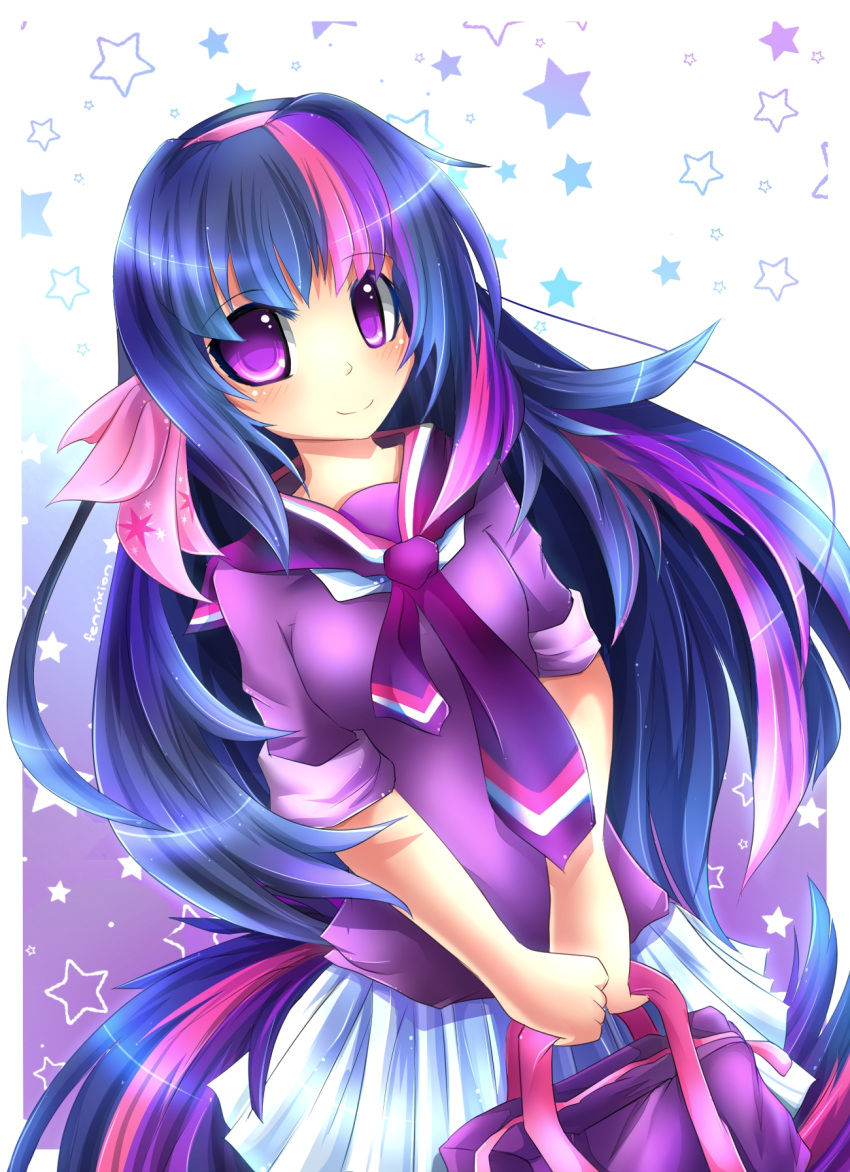 alicorn my_little_pony_friendship_is_magic seifuku twilight_sparkle violet_eyes