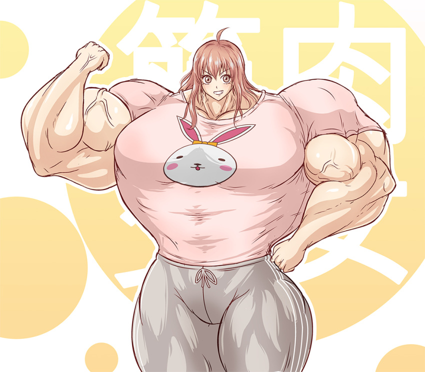 brown_eyes brown_hair extreme_muscles flex happy tight_shirt