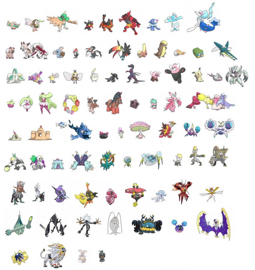 bewear bounsweet brionne bruxish buzzwole celesteela charjabug comfey cosmog crabrawler cutiefly dartrix decidueye drampa fomantis grubbin gumshoos guzzlord hakamo-o incineroar jangmo-o kartana komala kommo-o litten lunaala lurantis lycanroc magearna marshadow mimikyu minior morelull mudbray mudsdale necrozma nihilego no_humans official_art oranguru oricorio palossand passimian pheromosa pikipek pokemon pokemon_sm popplio primarina pyukumuku ribombee rockruff rowlet salandit sandygast silvally solgaleo steenee stufful tapu_bulu tapu_fini tapu_koko tapu_lele togedemaru torracat transparent_background tsareena turtonator type:_null ub-01 ub-02_absorption ub-02_beauty vikavolt wimpod wishiwashi xurkitree yungoos