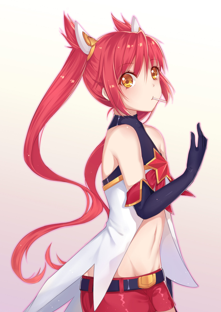 1girl alternate_costume alternate_hair_color candy jinx_(league_of_legends) league_of_legends long_hair magical_girl redhead star_guardian_jinx tied_hair twintails