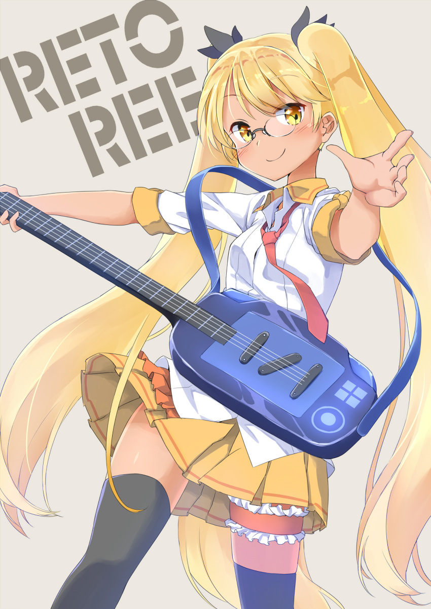 1girl glasses retoree sekira_ame show_by_rock!! solo tied_hair twintails