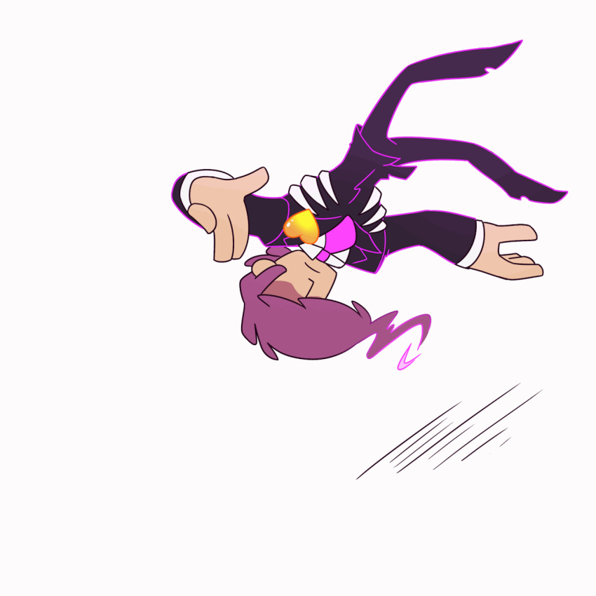 1boy animated animated_gif black_sclera formal glowing glowing_eye hailey_lain heart highres lewis_(mystery_skulls) male_focus mystery_skulls necktie pink_eyes rolling rolling_girl_(vocaloid) solo spinning suit