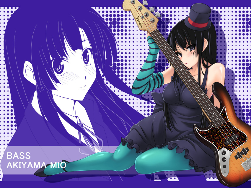 akiyama_mio bad_id blue_legwear don't_say_"lazy" fujimori_mikan guitar highres k-on! pantyhose solo wallpaper
