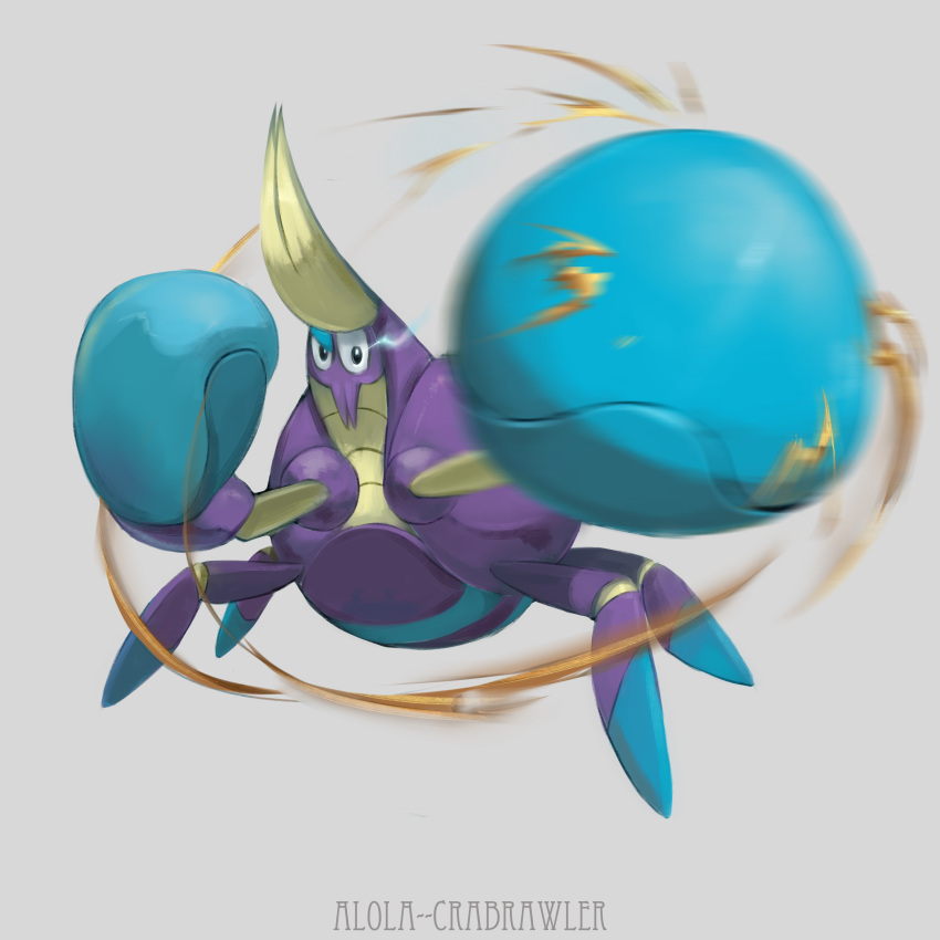 10s absurdres character_name crab crabrawler grey_background highres kenshih no_humans pokemon pokemon_(creature) pokemon_(game) pokemon_sm punching simple_background solo