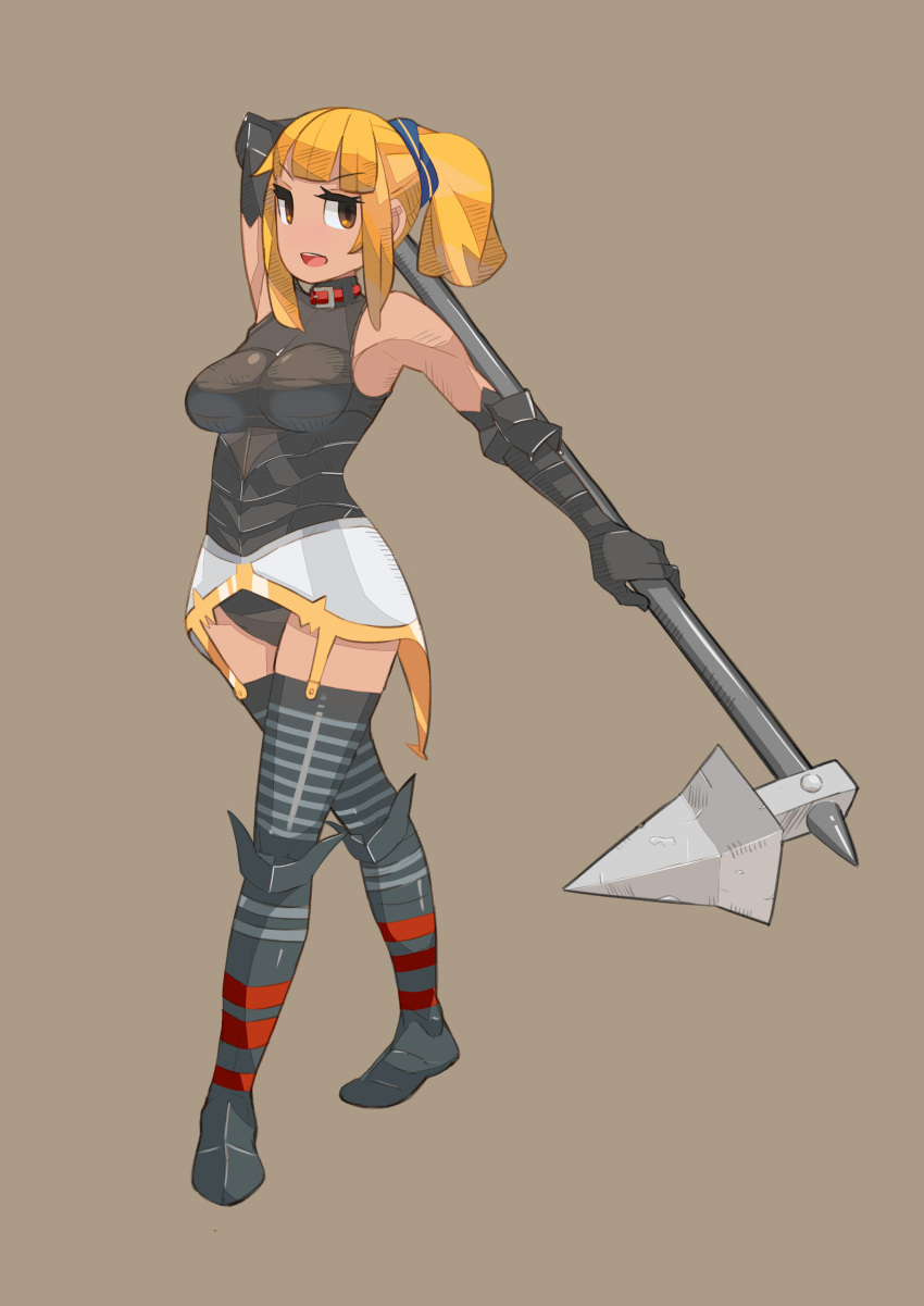 1girl absurdres agrias_oaks blonde_hair breasts brown_eyes class_change fgz final_fantasy final_fantasy_tactics gloves highres long_hair pantyhose solo vagrant_story weapon