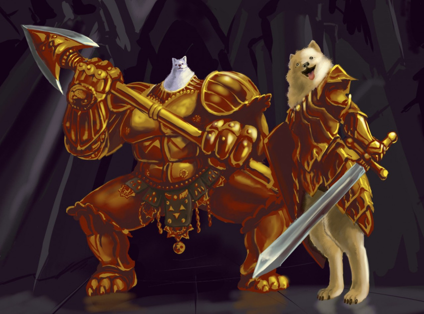 armor dark_souls greater_dog lesser_dog parody spear sword undertale