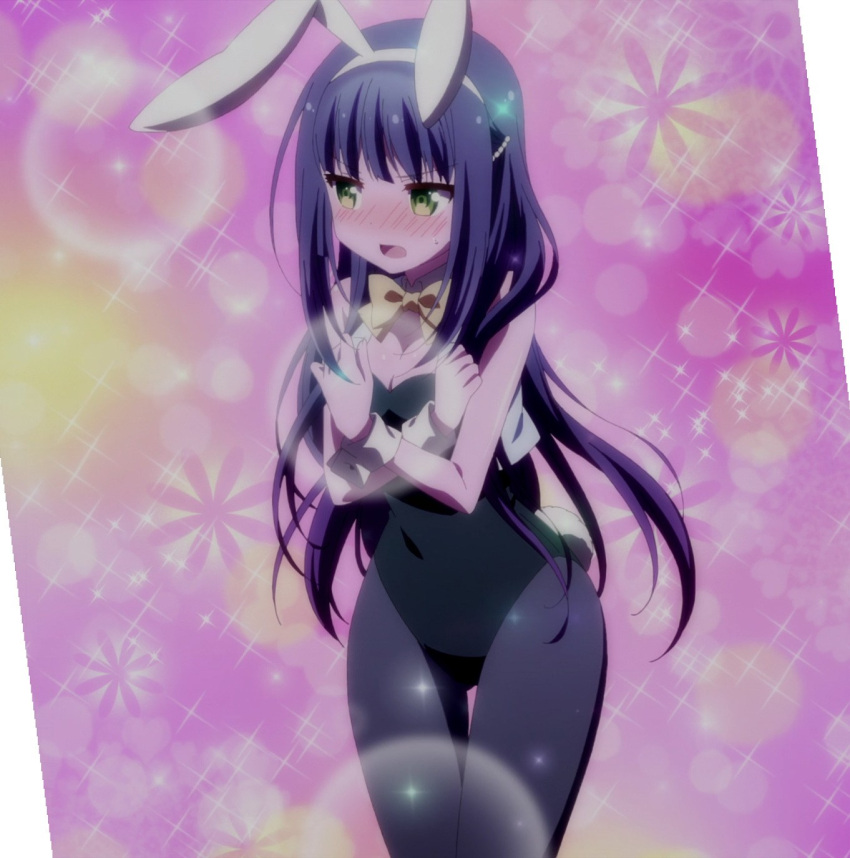 1girl animal_ears anne_happy bunny_girl bunnysuit hibarigaoka_ruri highres pantyhose rabbit_ears screencap solo