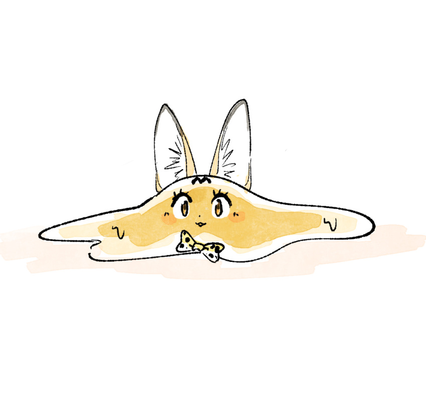 1girl :3 animal_ears blob bow bowtie commentary kemono_friends panzuban print_neckwear serval_(kemono_friends) serval_ears serval_print simple_background solo white_background yellow_eyes