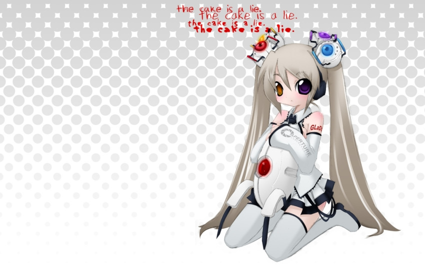 1440x900 cosplay glados glados-tan hatsune_miku heterochromia portal wallpaper