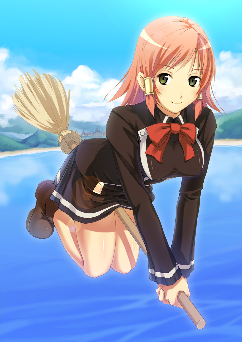 broom_riding green_eyes highres mj quiz_magic_academy red_hair redhead ruquia school_uniform smile