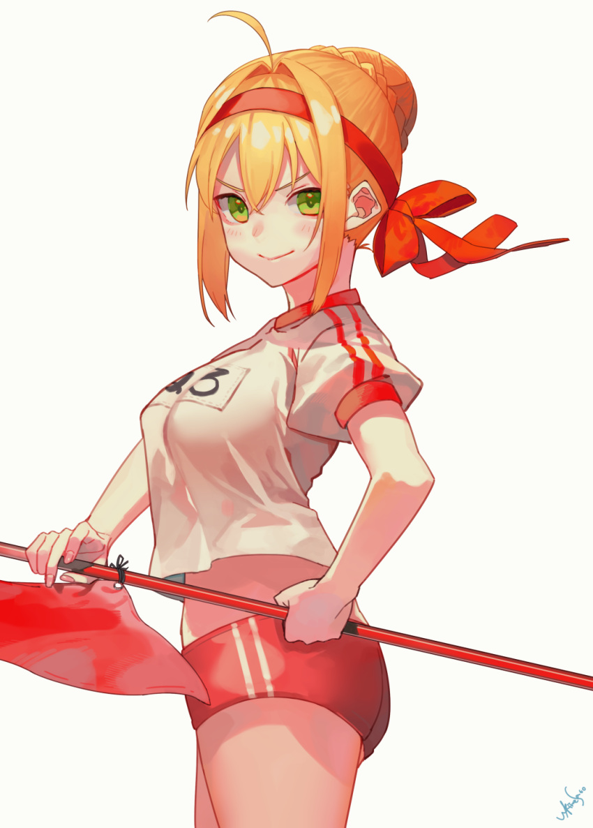 blonde_hair fate/extra fate_(series) green_eyes long_hair nero_claudius_(fate) nero_claudius_(fate)_(all) smile