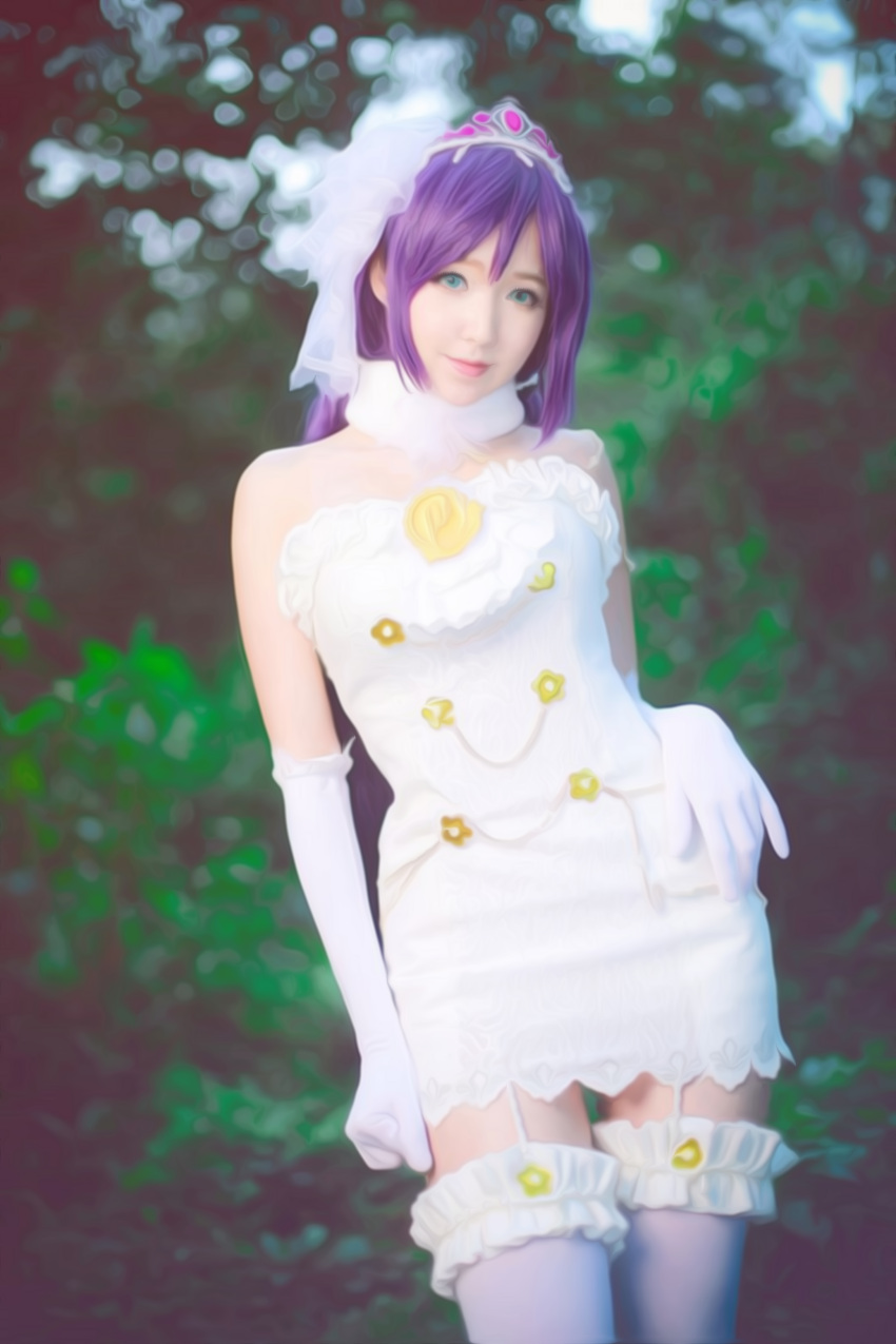 absurdres bride cosplay digifpainter dress highres love_live! love_live!_school_idol_project realistic solo toujou_nozomi wedding_dress
