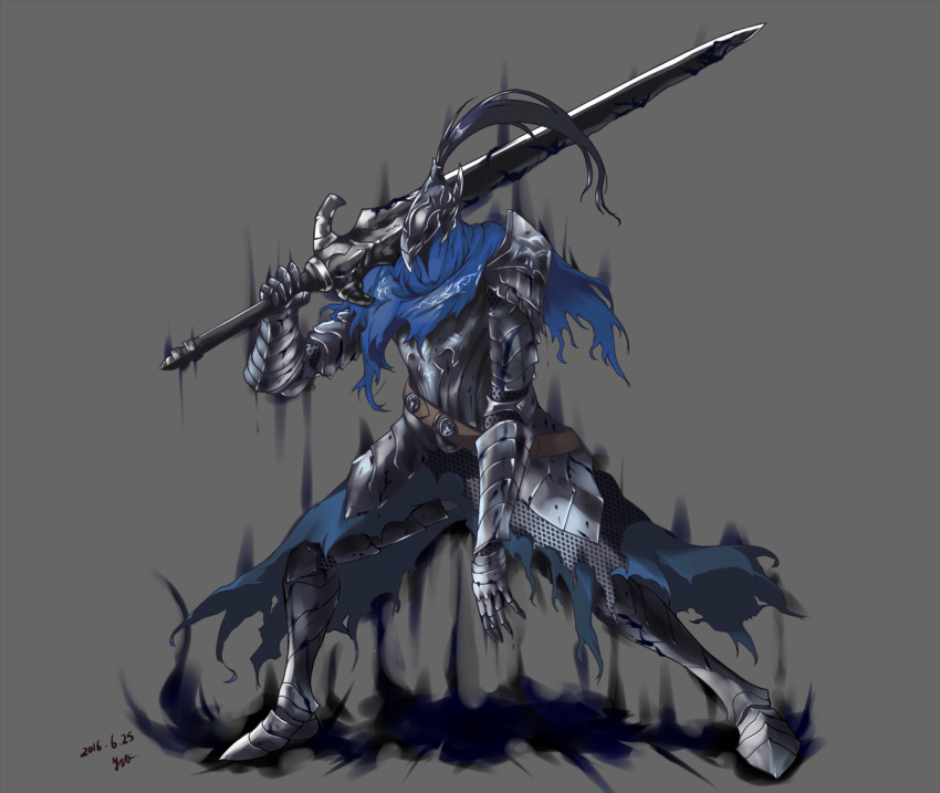 1boy armor artorias_the_abysswalker corruption dark_souls full_armor full_body helmet knight male_focus nishiumi_yuuta solo souls_(from_software) sword weapon