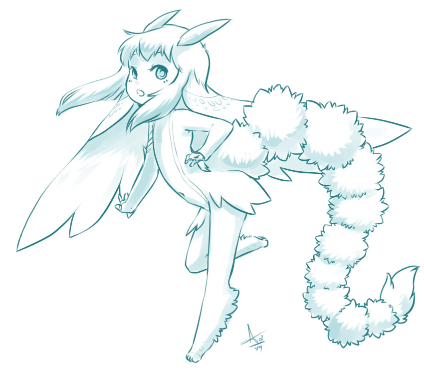 1girl aogami child furry tail