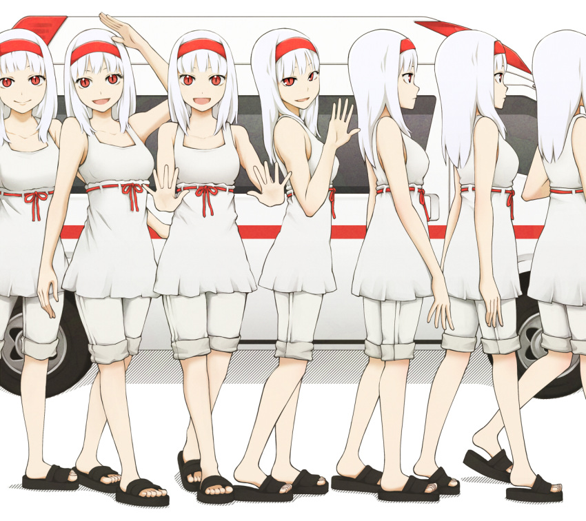 1girl albino clone clones red_eyes white_hair yajirushi_(chanoma)