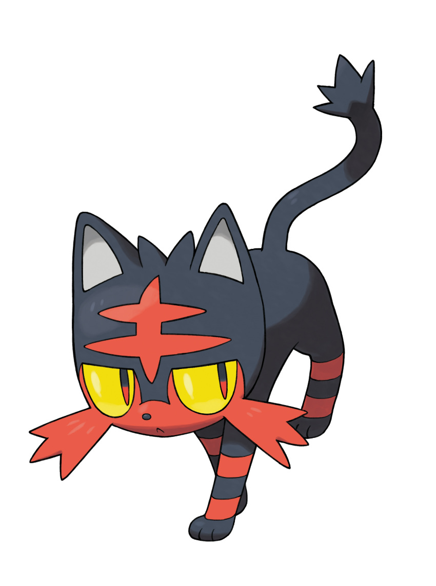 10s :&lt; cat closed_mouth full_body litten lowres no_humans official_art pointy_ears pokemon pokemon_(creature) pokemon_(game) pokemon_sm red_eyes simple_background white_background yellow_sclera