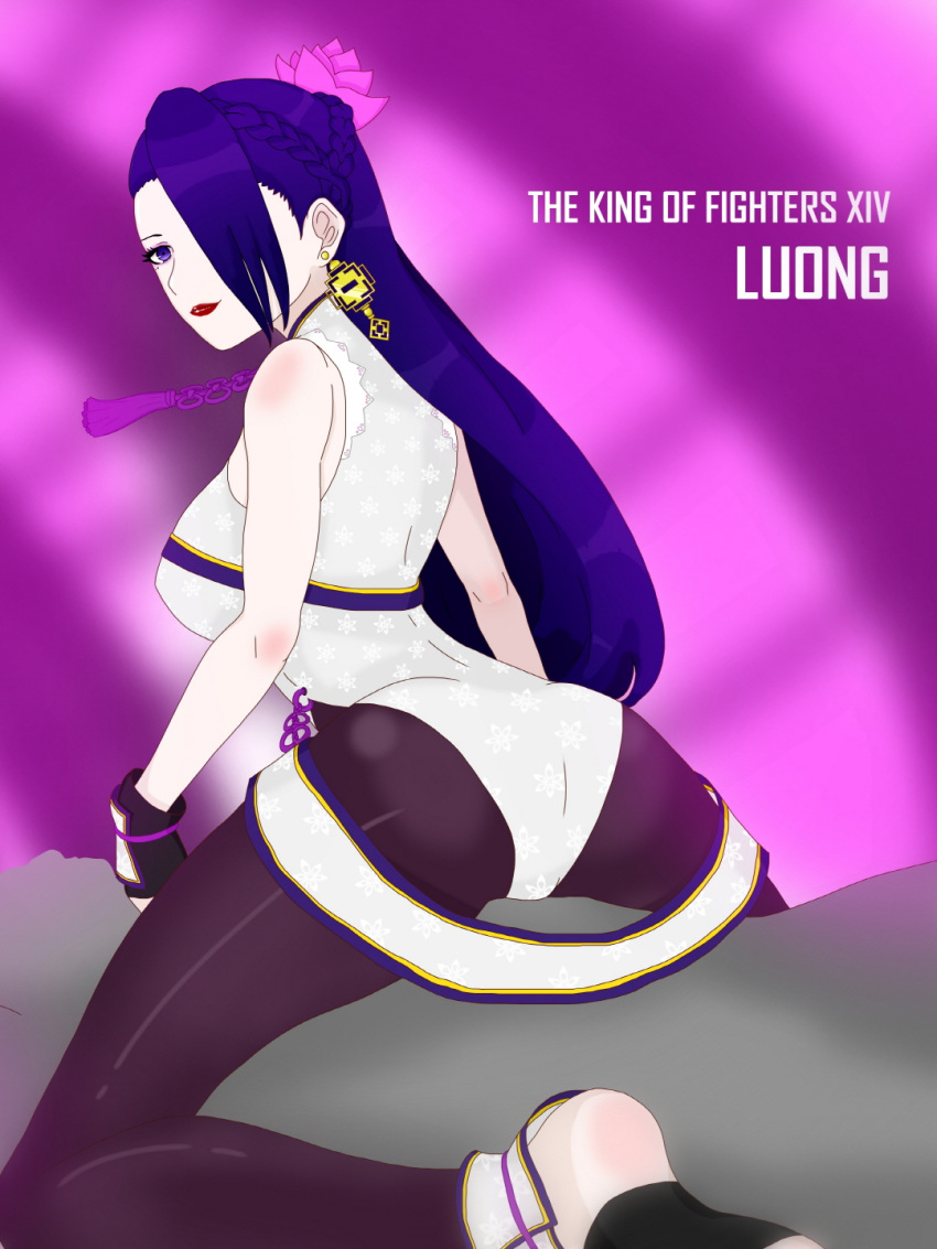 ass commentary_request earrings eyeliner highres jewelry lipstick luddy luong makeup mole mole_under_eye the_king_of_fighters the_king_of_fighters_xiv toeless_socks