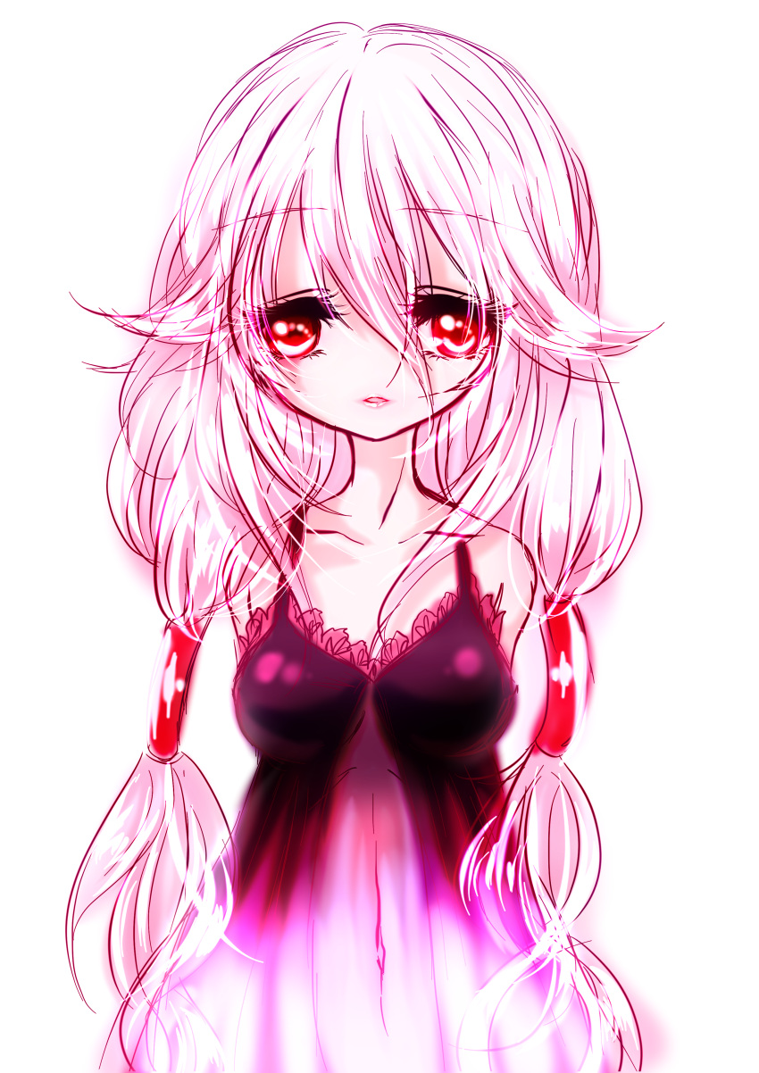1girl :o absurdres bare_shoulders breasts guilty_crown hair_ornament highres lingerie looking_at_viewer mamimumemoe navel negligee open_mouth pink_hair red_eyes see-through sketch solo twintails underwear yuzuriha_inori