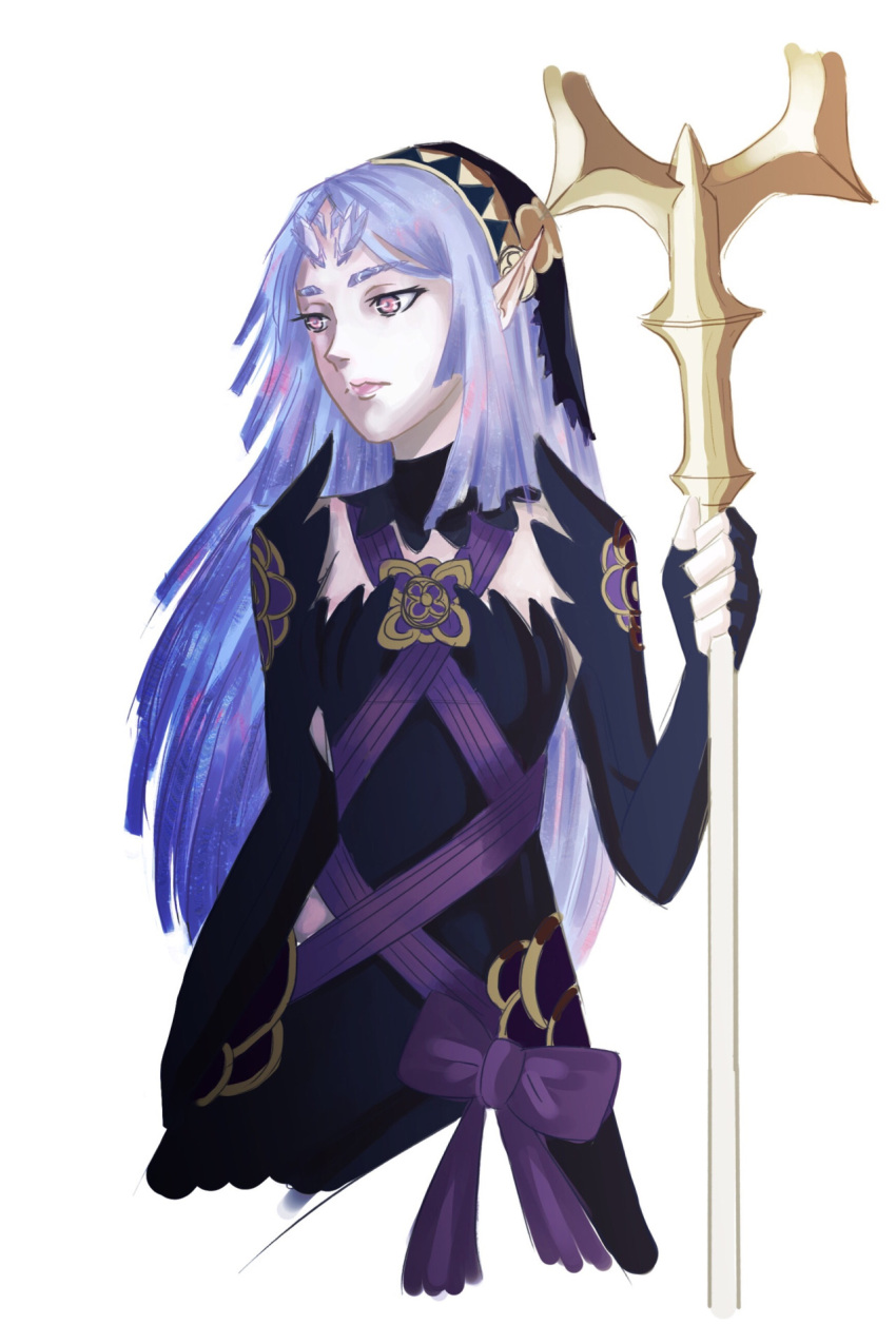 1girl alternate_costume aqua_(fire_emblem_if) artist_request breasts cosplay elma_(xenoblade_x) female fire_emblem fire_emblem_if long_hair nintendo pointy_ears purple_hair spoilers weapon xenoblade_chronicles_x