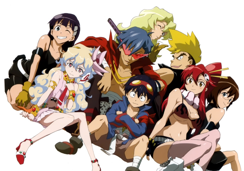 bikini_top breasts cleavage highres kamina kinon kittan kiyal kiyoh nia_teppelin shinagawa_hiroki simon tengen_toppa_gurren_lagann thigh-highs thighhighs yoko_littner yoko_ritona