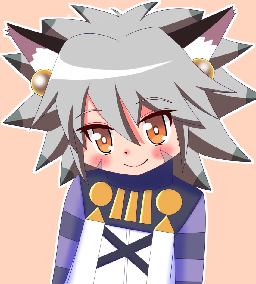 1girl artist_request blush brown_eyes elh_melizee female furry grey_hair short_hair simple_background solatorobo solo