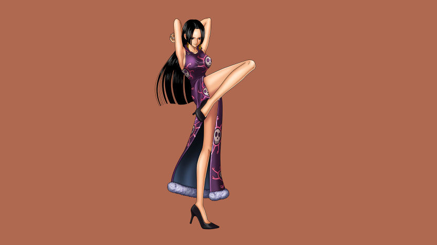 1girl boa_hancock breasts earrings high_heels highres jewelry legs official_art one_piece one_piece_burning_blood sideboob