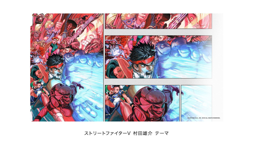 5girls 6+boys arms_behind_head arms_up balrog beard beret birdie_(street_fighter) boots breasts cammy_white capcom chains charlie_nash chun-li cleavage dhalsim domino_mask empty_eyes everyone evil_grin evil_smile f.a.n.g facial_hair glasses glowing glowing_eyes grin hat headband kanzuki_karin ken_masters laura_matsuda leotard logo looking_at_viewer mask mohawk multiple_boys multiple_girls murata_yuusuke necalli official_art pantyhose rainbow_mika rashid_(street_fighter) ryuu_(street_fighter) scouter smile street_fighter street_fighter_v turban vega wrestling_outfit zangief