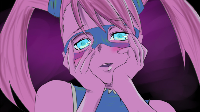 1girl blonde_hair blue_eyes blush rainbow_mika street_fighter twintails yandere yandere_trance