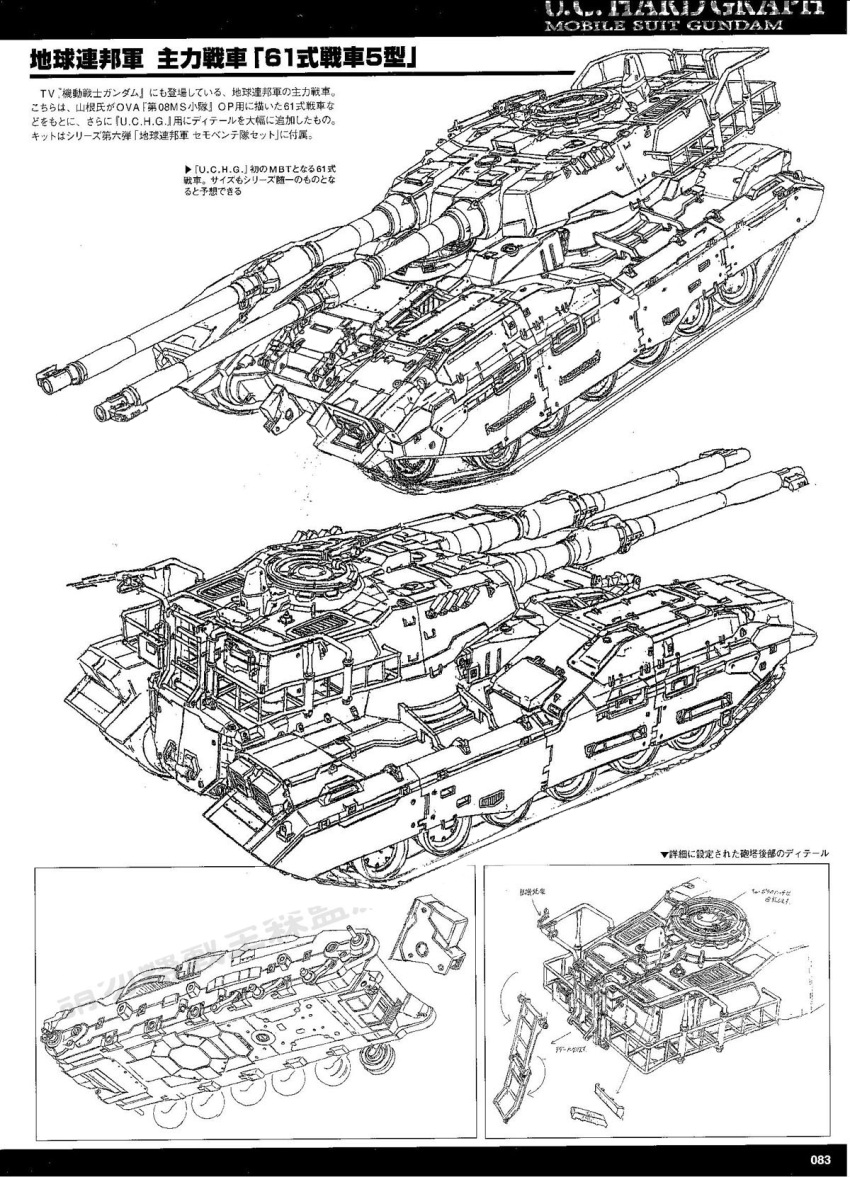 copyright_name gundam highres japanese military military_vehicle mobile_suit_gundam official_art scan tank type_61_(gundam) vehicle