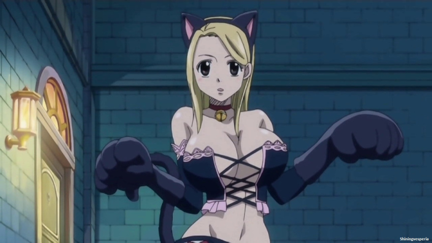 1girl blonde_hair breasts cat_ears cat_tail fairy_tail gloves lucy_heartfilia tagme tail