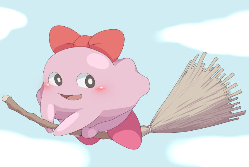 artist_request blush broom chuchu_(kirby) kirby kirby_(series) no_humans sky