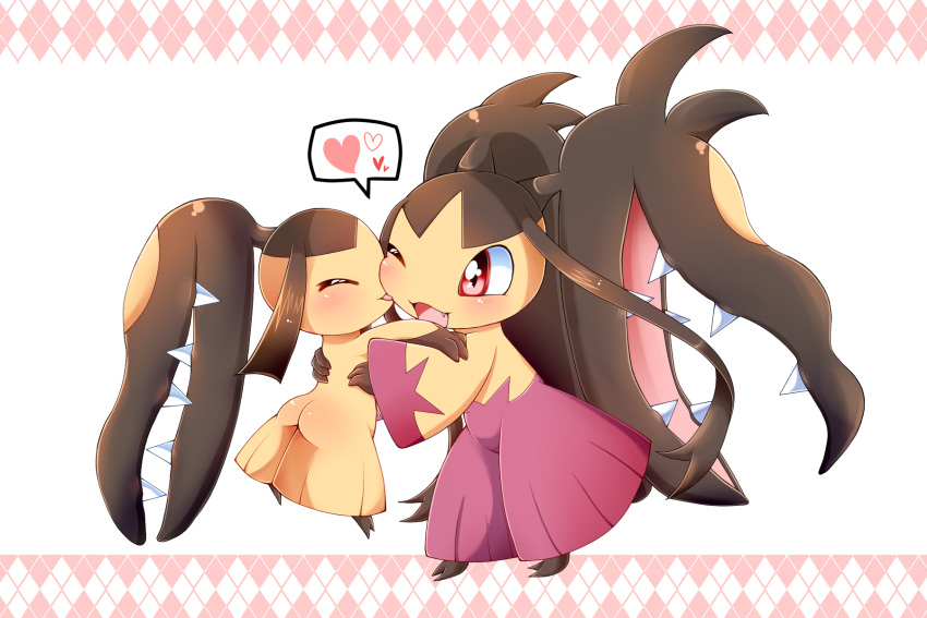 00s 10s ass blush heart highres hug mawile mega_mawile mega_pokemon one_eye_closed open_mouth pokemon pokemon_(game) pokemon_rse pokemon_xy red_eyes teeth tongue tsukakuro